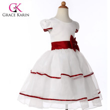 Grace Karin Red And White Short Sleeve Flower Girls Dresses CL4605